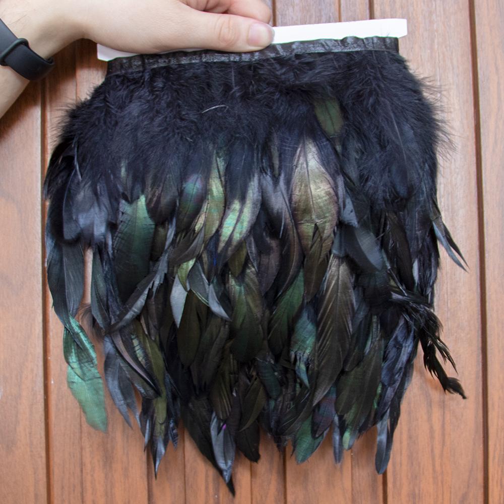 1Meter Colored Rooster Feathers Trims 15-20cm Natural Chicken Feathers Carnival Cosplay Clothing Dress Sewing Plume Decoration
