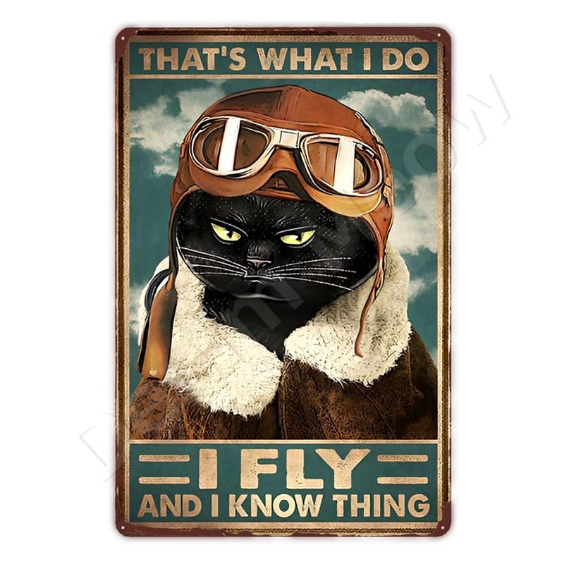 Vintage Metal Sign, That's What I Do I Play Guitar, Dancing Cat, Black Cat, Funny Tin Sign, Rustic Bar, Cafe, Home Decor Gift