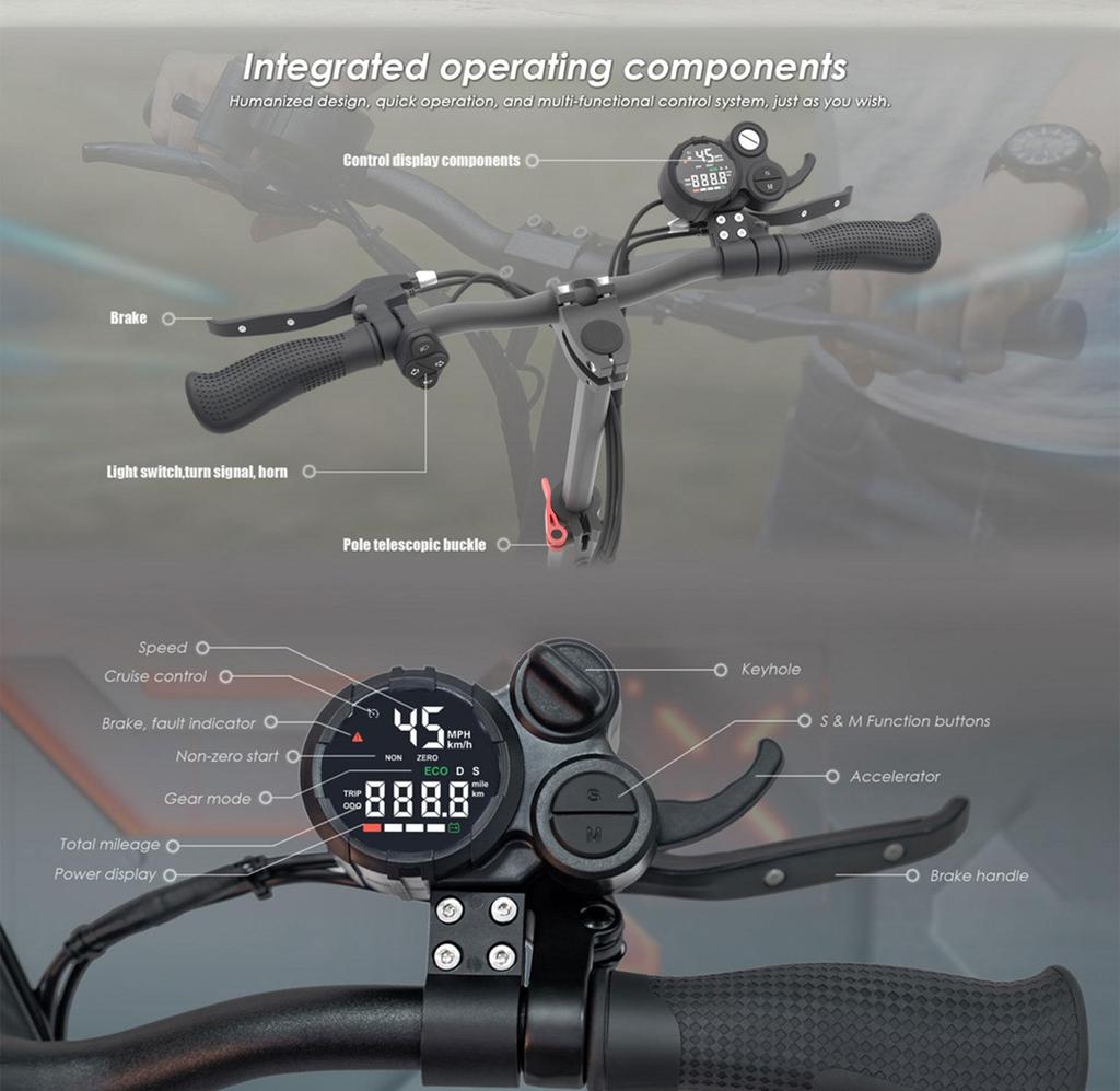 Electric Scooter Adult Kukirin 10" 800W Motor Electric Scooter Foldable Top Speed 45Km/h 48V 18.2AH Range 64Km Load 120Kg