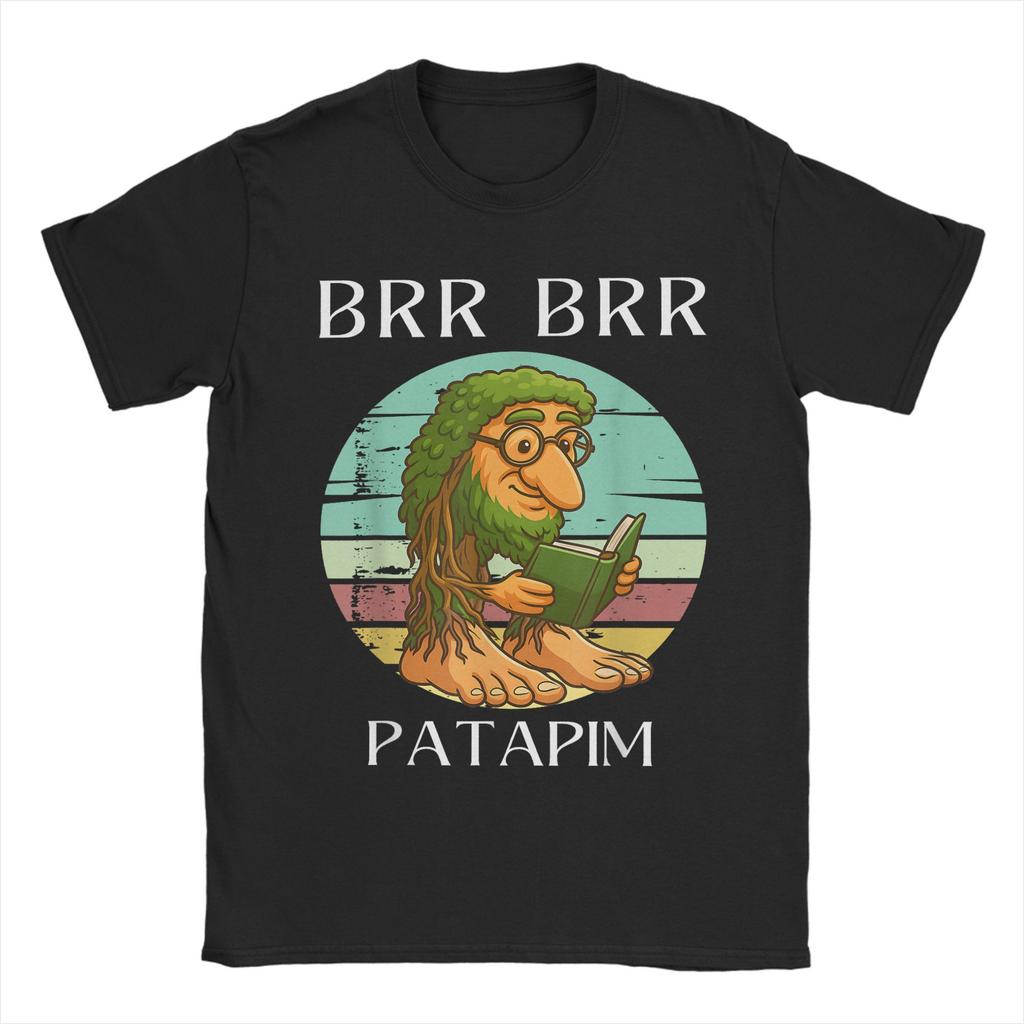 BRR Patapim Reading Book Funny Italian Brainrot Meme T Shirts for Men 100% Cotton T-Shirt Round Collar Tees Short Sleeve Clothes
