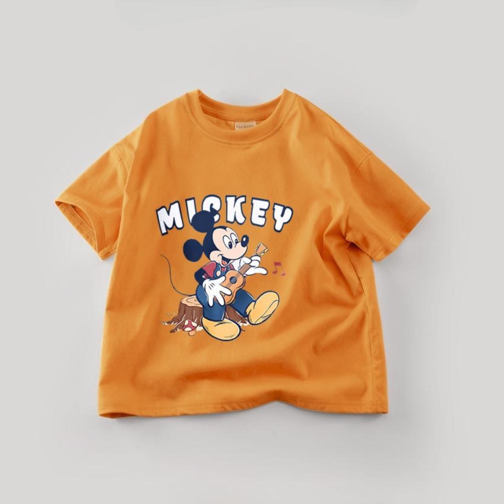 Solid Color  Mickey Children T-shirt Summer Clothing  Cartoon Casual Tees Crewneck Short Sleeved Tops Kids Tees