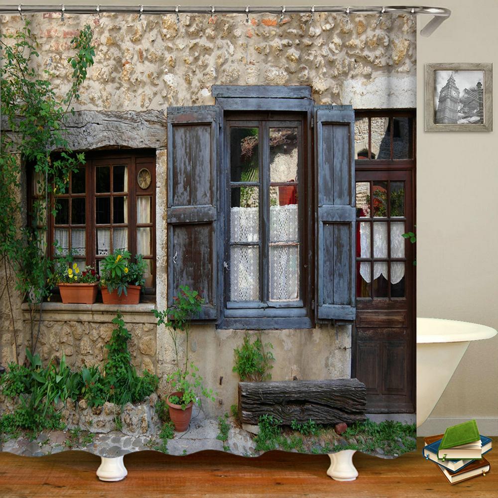 Rural Idyllic Flowers European Garden Shower Curtain Bathroom Waterproof 3d Printed Bath Curtains With 12 Hooks Polyester Cloth