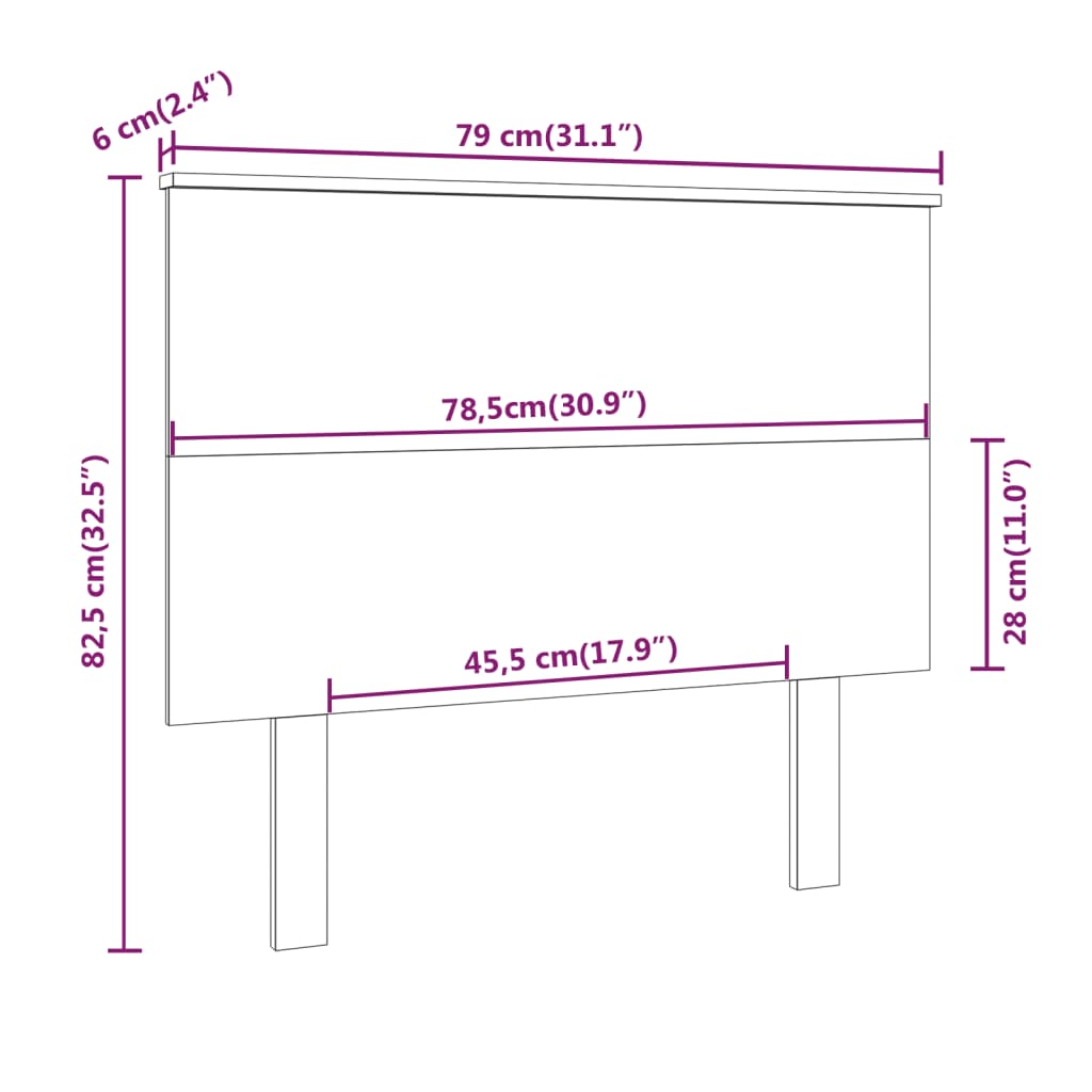 Headboard Honey Brown 79 X 6 X 82.5 Cm Solid Pine Wood