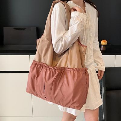 Collapsible Bag Large Capacity Foldable Shoulder Bag with Zipper Closure And Inside Pocket Design Commuter Tote for Daily Travel