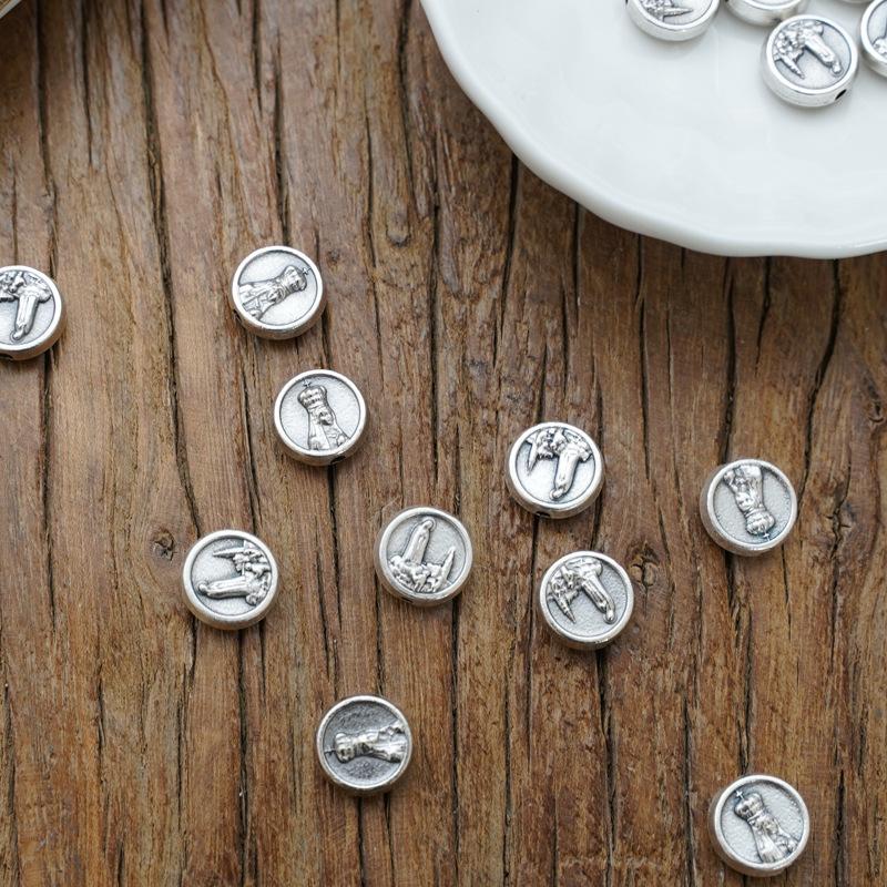 10 buc Mărgele distanțiere rotunde față-verso cu cruce Isus, mărgele catolice Sfântul Benedict, mărgele religioase libere pentru confecționarea rozariilor, brățărilor, colierelor