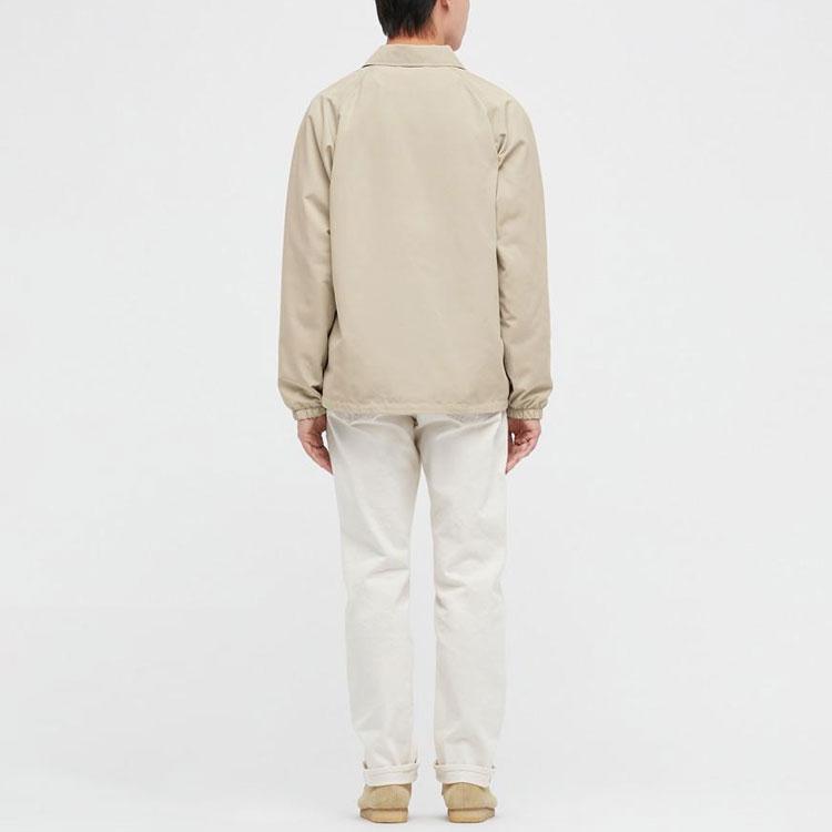 Uniqlo Solid Color Lapel Casual Jacket Unisex Jackets Beige 445041-30