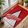 Red Wings Logo On Wooden Texture Patterned Carpet, Non Slip Mat Suitable for Living Room and Bedroom Sofas