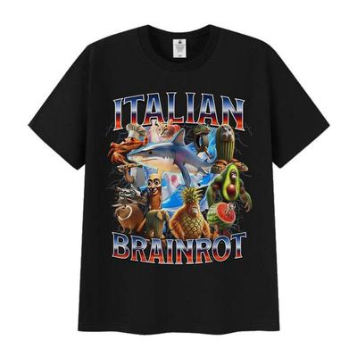 Zabawne włoskie memy o mózgu T-shirty Unisex Tralalero Tralala Tung Tung Tung Sahur Bombardiro Crocodilo Brr Brr Patapim T-shirty