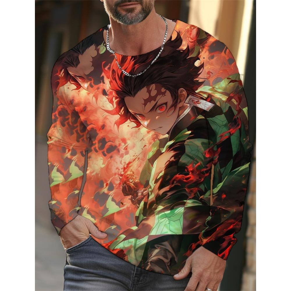 Men's Long-sleeved T-shirt 3D Printing Anime Printing Men's Long-sleeved T-shirt Autumn Tops