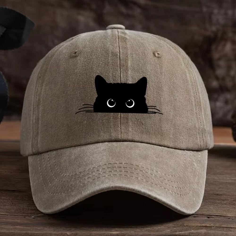 Peaked Cap Cartoon Baseball Hat Sunscreen Cotton Baseball Cap Casual Cat Print Baseball Cap  Street
