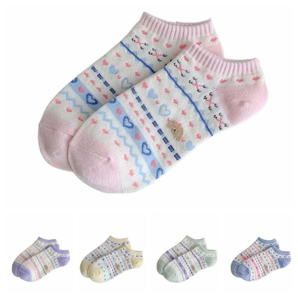 

5Pairs Breathable Heart Short Socks Candy Color Socks Women Cute Sweet Ankle Socks Girl 5Pairs