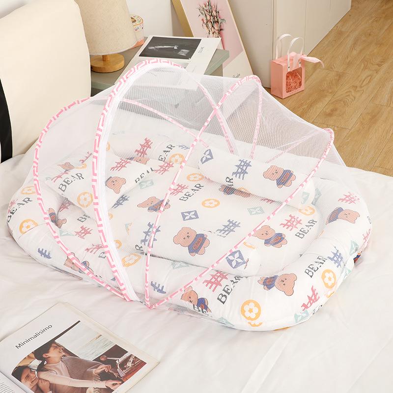 Portable Newborn Bionic Sleeping Mat with Mosquito Net for Crib or Bed
