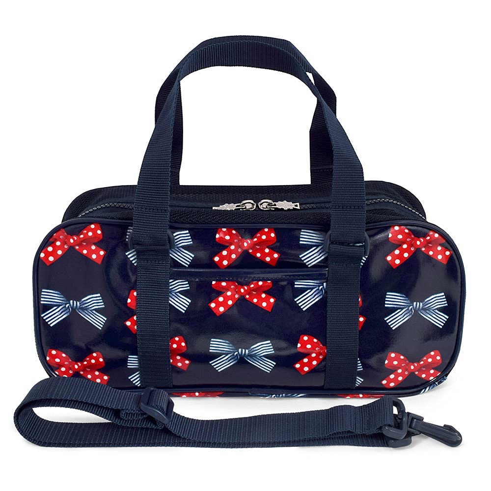 Stil de bomboane colorate Geantă de vopsea Geanta Okeiko cu buline și panglică franceză în dungi N2111800 (Navy)