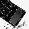 Phone Case for Samsung Galaxy Z Flip 3 4 5 6 Folding Black Shell Black Cat For Samsung Z Flip4 Flip5 PC Hard Cover