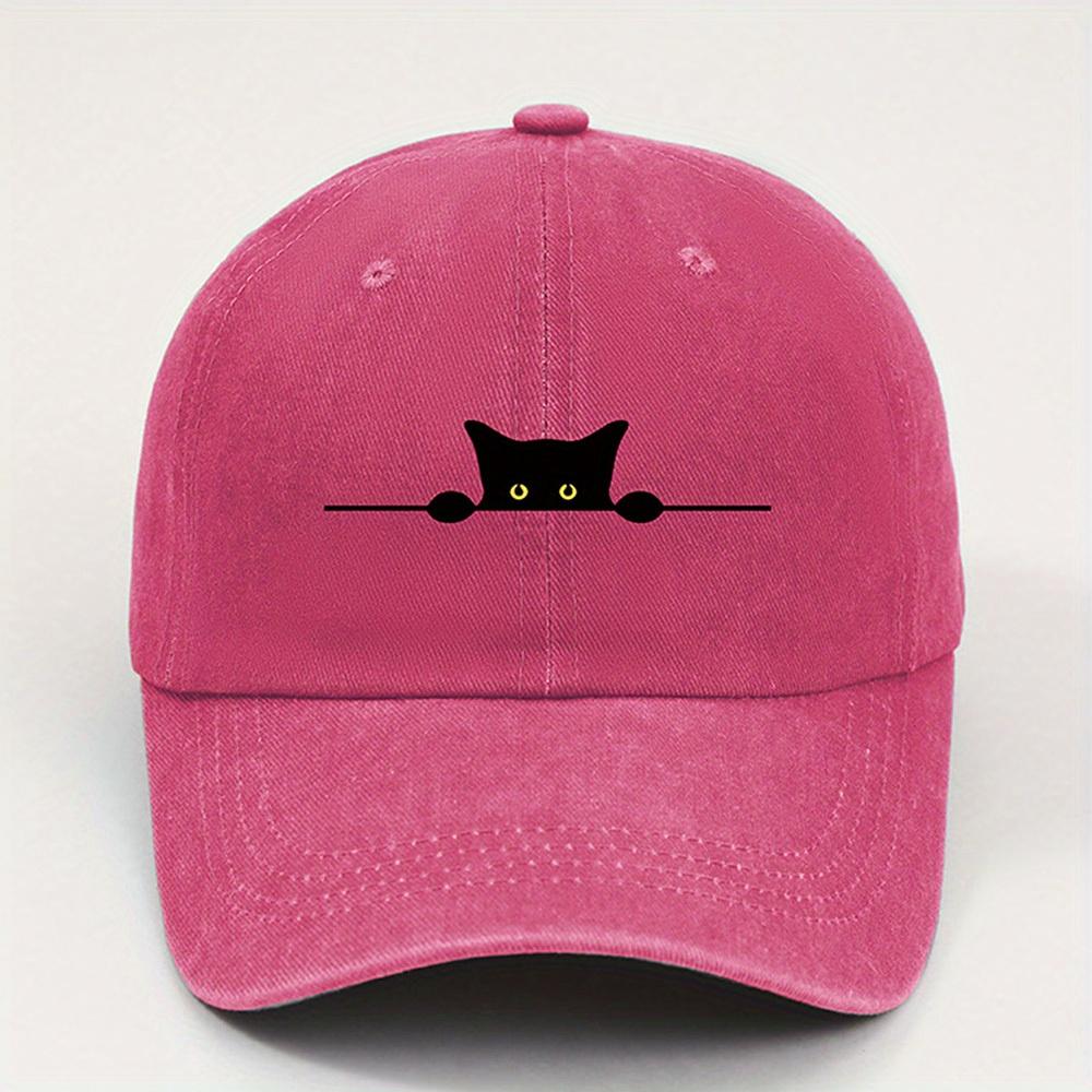 cute black cat printed baseball cap for Unisex and Women washable casual outdoor caps breathable for summer student sun hat