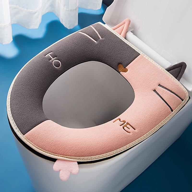 Luminous Toilet Seat Cover Soft Warm Mat Universal Washable Removable Zipper Cover Bathroom Toilet Lid Pad Case Cushion