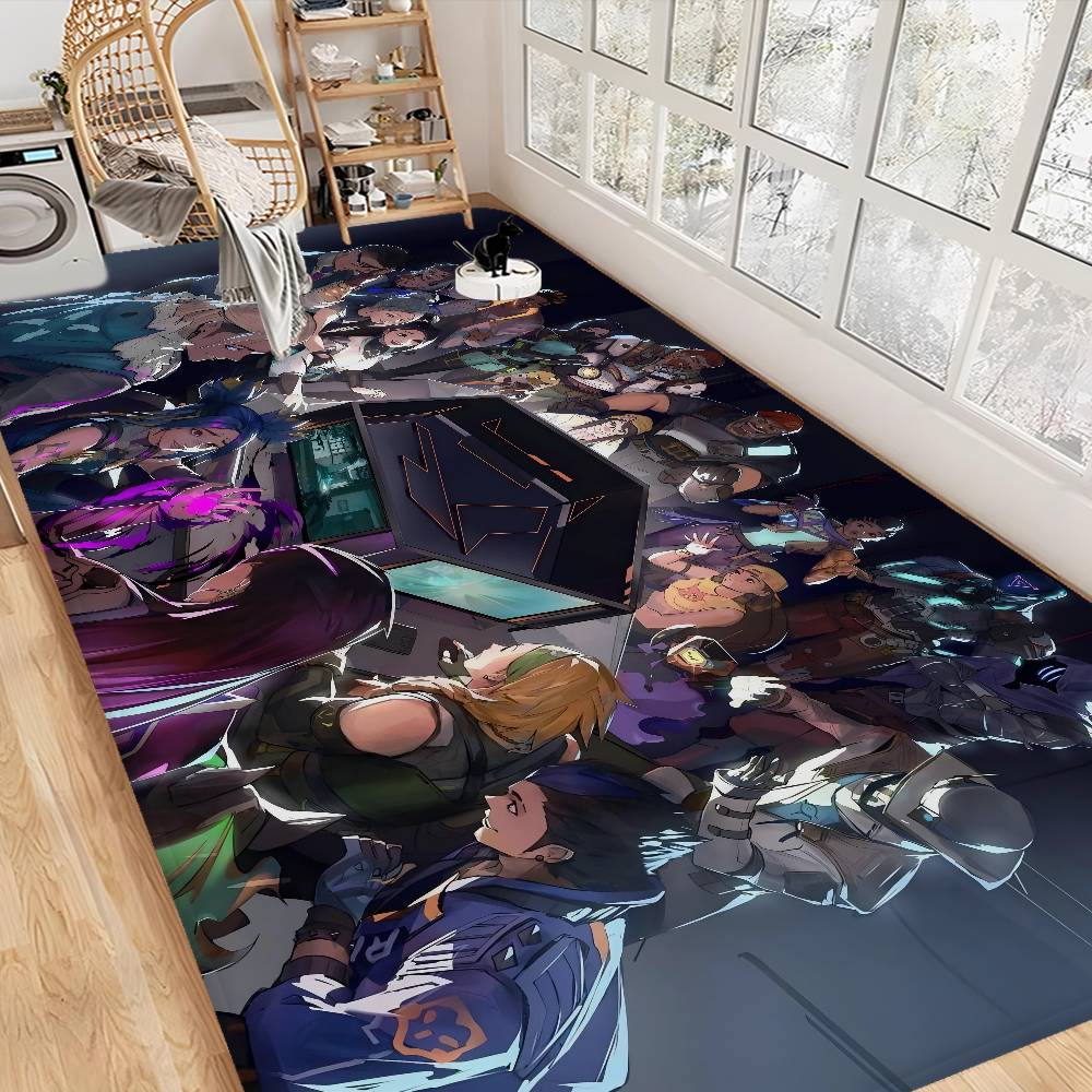 Game V-Valorant Hallway Carpet Washable Non-Slip Living Room Sofa Chairs Area Mat Kitchen Doormat Area Rug