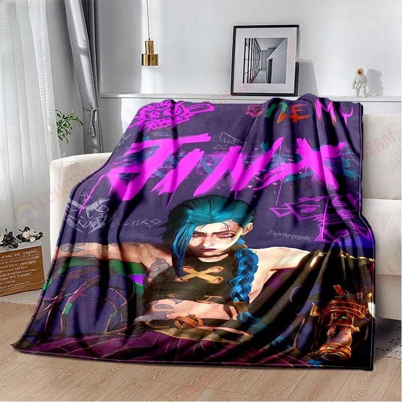 Game Jinx Arcane League of Legends Blanket Picnic Blanket Warm Comfortable Home Travel Birthday Custom blankets