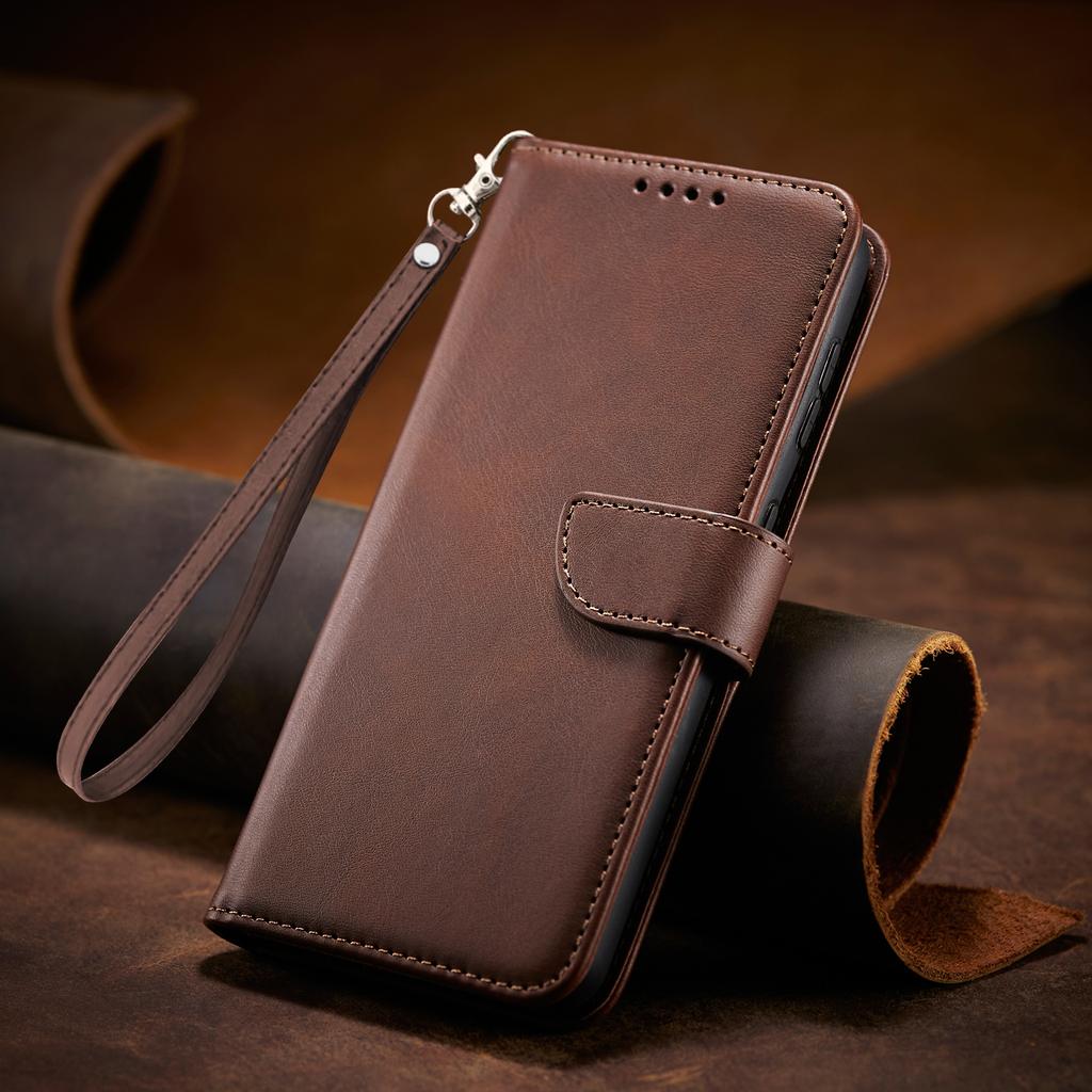 Cards Solt Wallet Leather Case For Samsung S25 Ultra S24 Plus S23 FE S22 A16 A26 A36 A56 A55 A35 A15 Flip Hand Strap Bag Cover