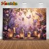 Flower Butterfly Photography Backdrop Purple Pink Yellow Rose Plant Party Wall Background Decoration Fond Photo Studio Photozone
