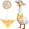 Pastoral Style Porch Goose Outfits, Summer Autumn Goose Clothes Dress Set Buckwheat Hat & Bandana Scarf for 23" Lawn Statue Pet Costume