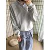 Men's Casual Patchwork Color Block Hoodie - Trendy Fake Two-Piece Shirt Collar, Loose Fit for Spring & Autumn