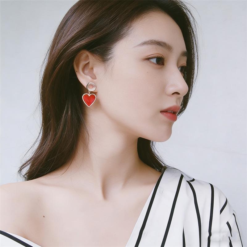 Red Festive Heart Earrings - Fashion Jewelry for Women