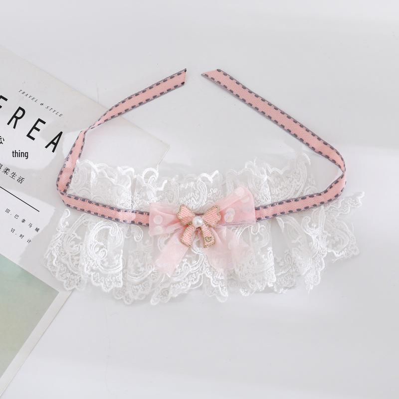 Pet Lace Pearl Collar: Plush Cat Necklace & Cute Dog Saliva Towel