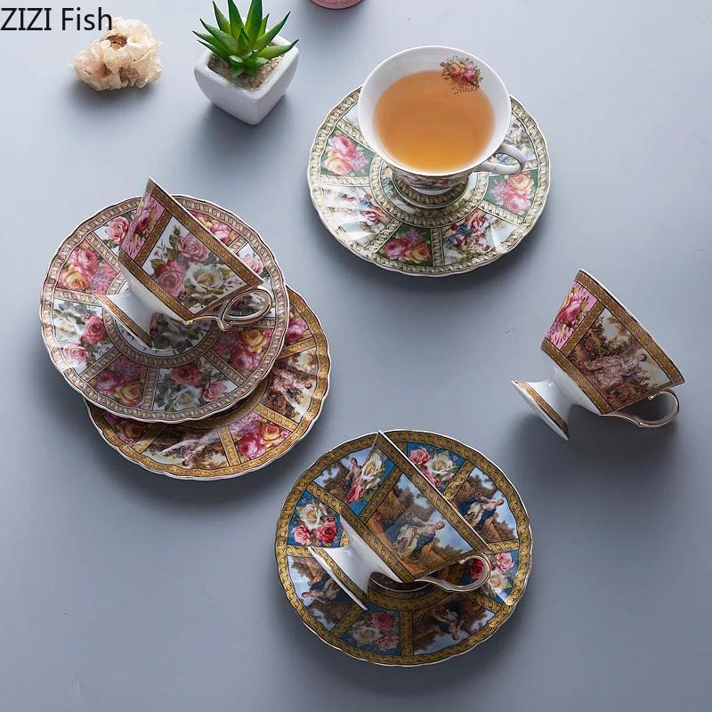 BRCeramic Black Tea Mug Saucer Retro Afternoon Tea Coffee Cup Saucer Sets Couple Cup Set Home Creative Drinkware Mug New Home GiftEY
