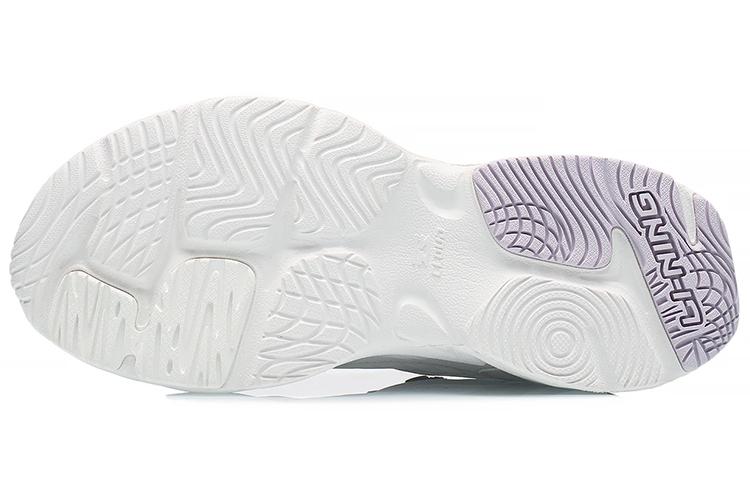 Li Ning Slip Resistant Abrasion Resistant Low Top Sports Casual Shoes Women's White Purple AGCS436-2