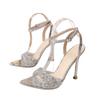 Fashion Shimmer Evening Rhinestone - Encrusted Heels Women, Silver Mirror - Patent Party Shoes, Glam Red - Carpet Footwear