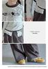 2026 Autumn Cat Print Girls' Long Sleeve T-shirt & Lace Waist Cargo Pants Set for Older Children