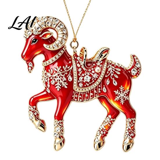 Acrylic Ornament for Restaurant 2PCS Christmas Goat Hanging Ornaments Decorative 2D Tree Birthday Party Decor Pendants Lightweight Festive Ornaments