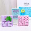 Flat Slogan Silicone Candle Mold LOVE Slogan Smile Face Clover Designs DIY Soap Candles Plaster Cake Decor Home Ornaments