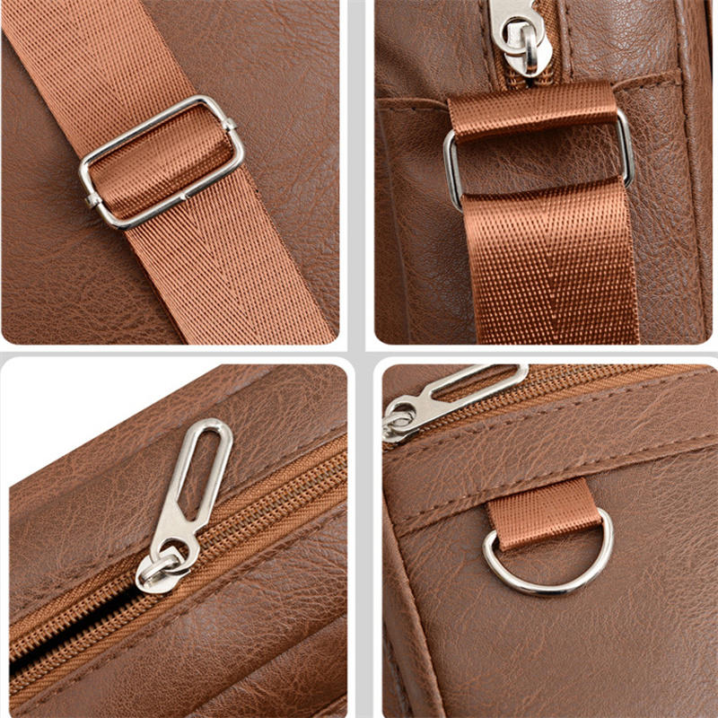 Multilayer Business Leather Crossbody Shoulder Bag for Men Lightweight Travel Casual Messenger Satchel Bags