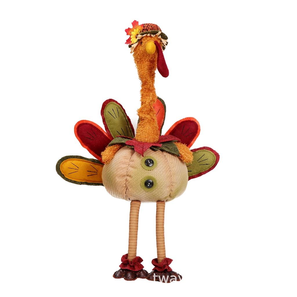 Thanksgiving Retractable Turkey Plush Doll Decor Festival Gift Ornament Room