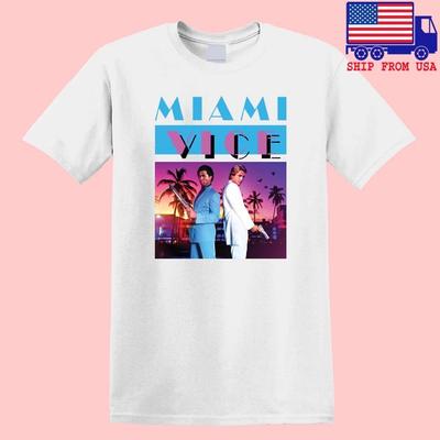Miami Vice Don Johnson Cops Retro TV-Serie Herren Weiß Größe S-5XL