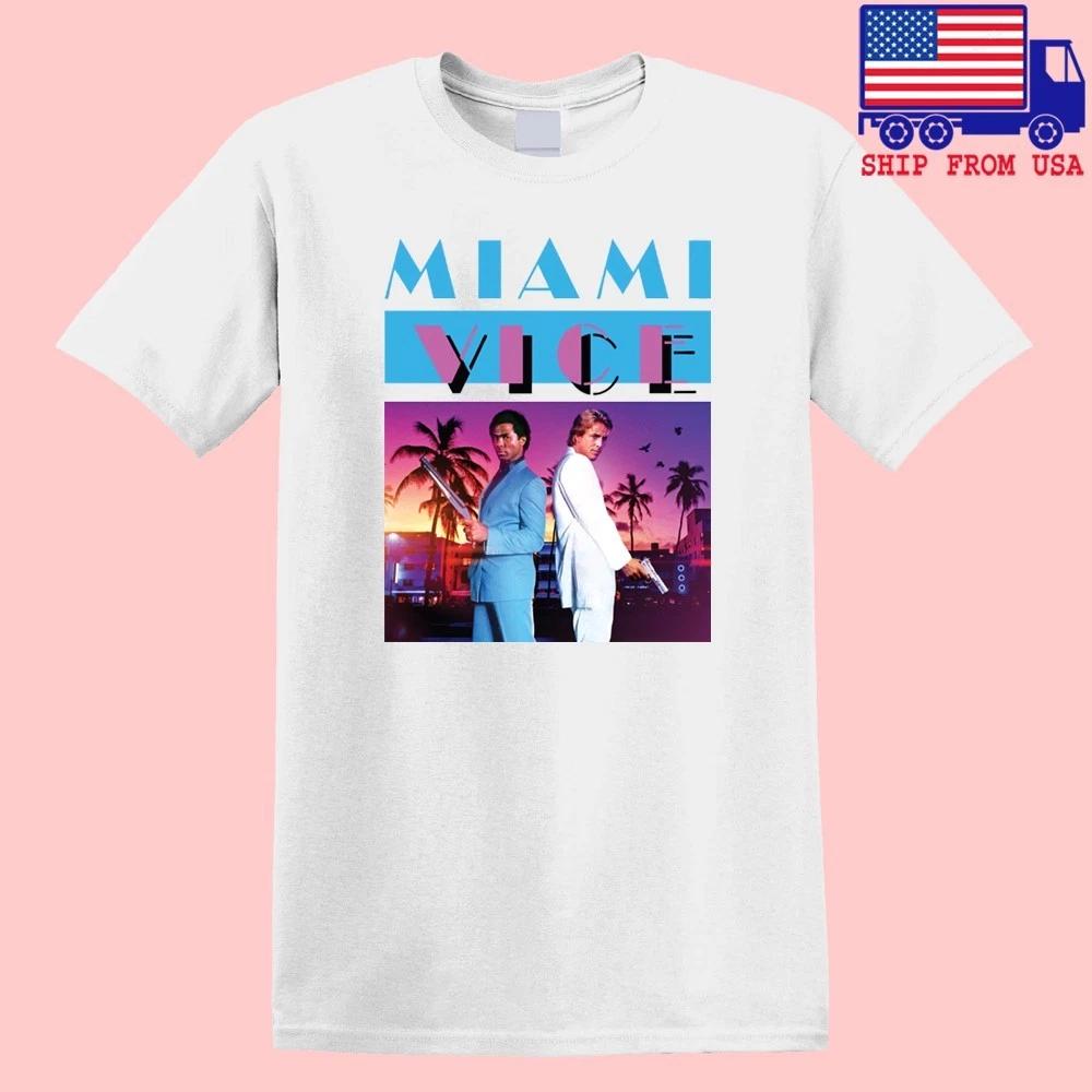 Miami Vice Don Johnson Cops Retro TV Series Men s White Size S-5XL M