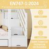 Kinder-Etagenbett 90x200 cm Hochbett Schublade Kleiderschrank Ablageleiter Regal Lattenrost Kiefernholz Weiß (ohne Matratze)