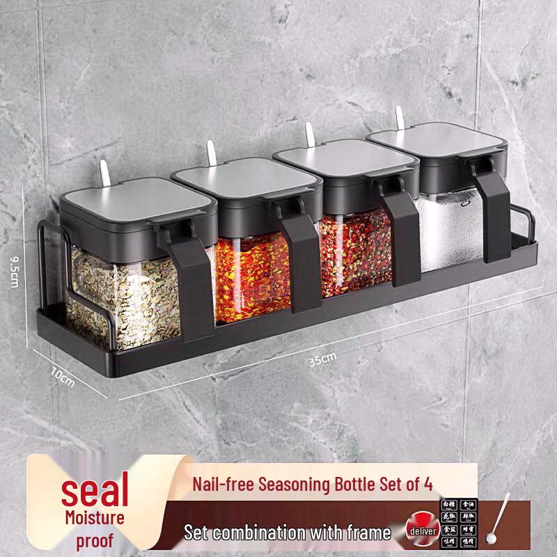 Ruhan Wall-Mounted Glass Spice Jars Set