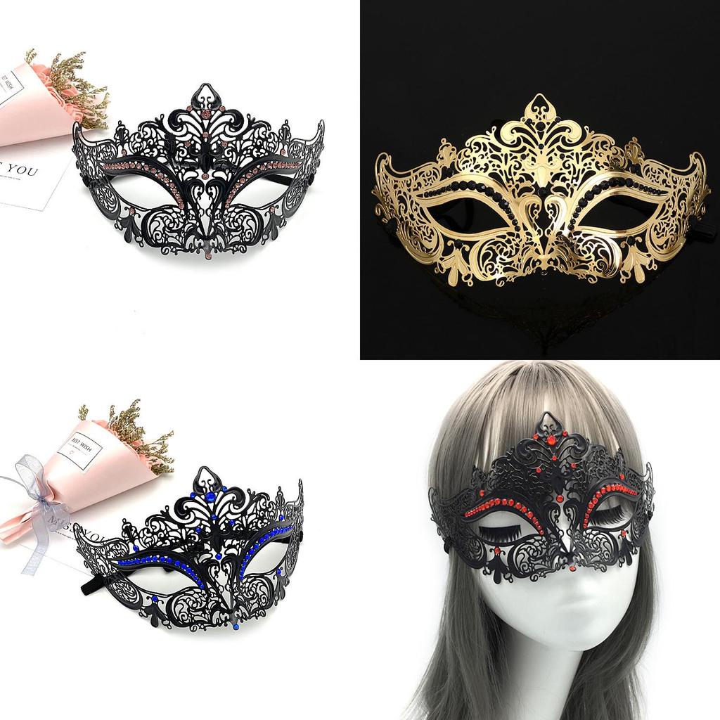 Costume Prop Mask With Metal Embellishments And Rhinestones For Halloween Party