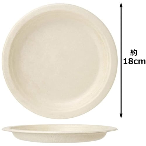 Strix Design Disposable Paper Plates, 50 Count, 18cm, Unbleached, Water- and Oil-Resistant, Stain-Resistant, Stylish, Microwave-Safe, Made with Bagass