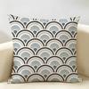 Art Deco Fan Pattern Cushion Cover Durable Hypoallergenic Organic Linen Short Pillow Cover Washable