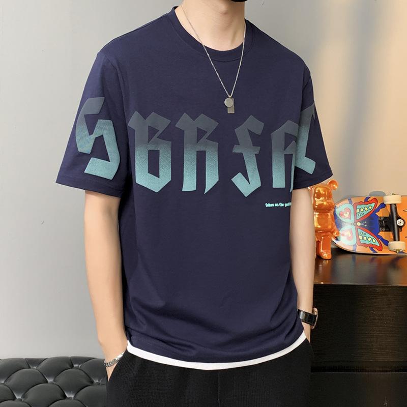 

Мужская футболка с короткими рукавами, летняя повседневная свободная футболка с круглым вырезом XXXXL