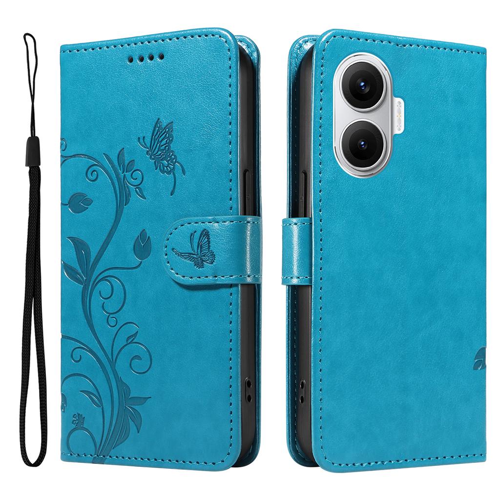 For Xiaomi Poco F7 5G/Xiaomi Redmi Turbo 4 Pro 5G PU Leather Cases Flower Pattern Wallet Stand Phone Cover with Strap