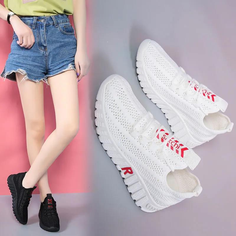 WTEMPO Ženy Léto Měkká Podešev Neklouzavá Všestranná Obuv pro volný čas Jednobarevná Lehká Sportovní obuv s plochým podpatkem Prodyšná síťovina