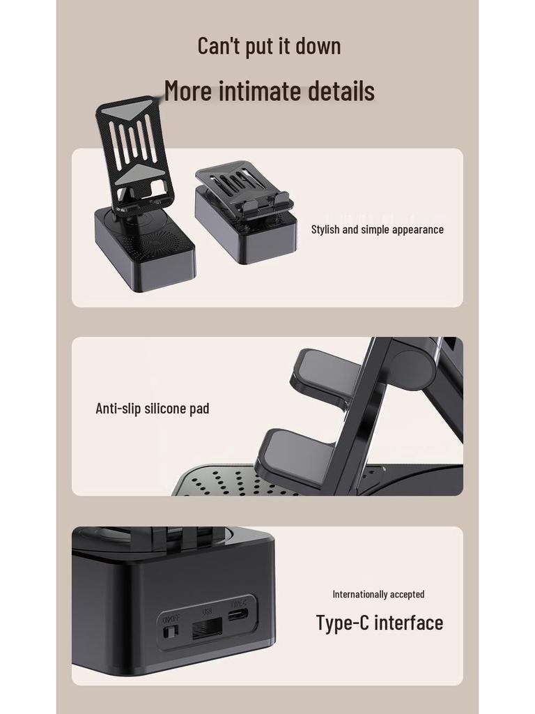 Bluetooth Speaker Mobile Phone Holder: Three-in-One Rotating Audio & Charging Steel Cannon
