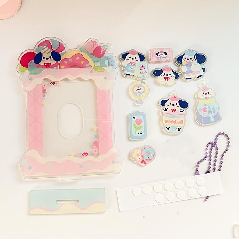 INS Acrylic Photocard Frame Cartoon Card Display Stand Photo Holder Photo Protection Card Sleeve Desktop Decor School Stationery