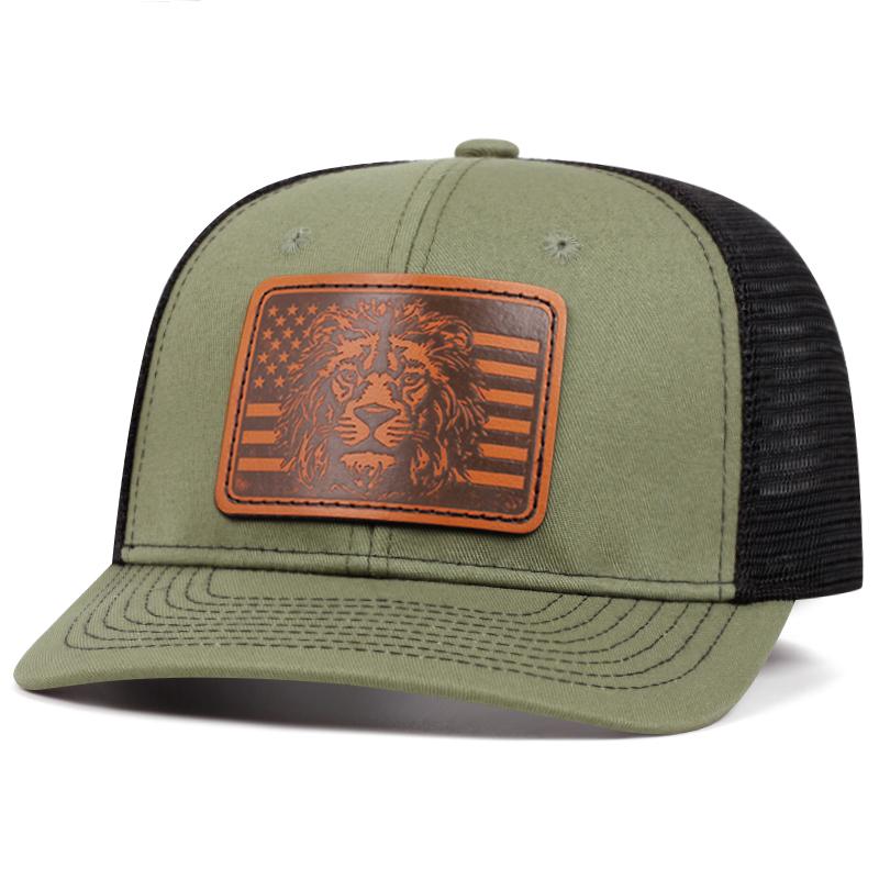 NEU Löwe Leder Mesh Kappe Mode Entenschnabel Kappe Verstellbarer Sonnenschutz Truck Cowboyhut Herren Hip Hop Baseballkappe Truck Caps