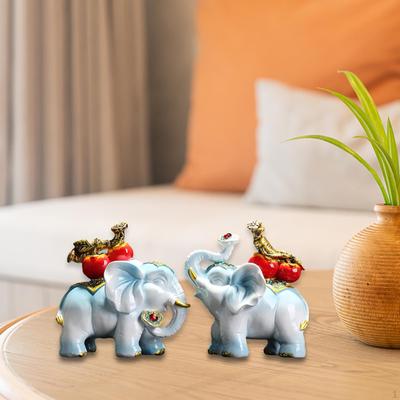 2 Pieces Elephant Statue Decor Ornament Resin Tabletop Figurine for Themed Party